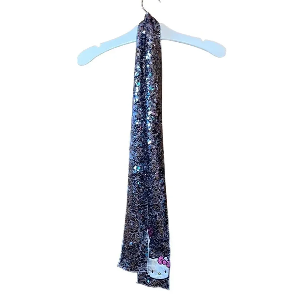•SARIO• HELLO KITTY SILVER SEQUINED BELT/SCARF WITH EMBROIDERED HELLO KITTY. O/S